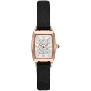 Emporio Armani Women’s Quartz Leather Strap White & Crystal Pave Dial 26mm Watch AR11408