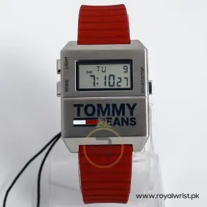 Tommy Hilfiger Men’s Digital Silicone Strap Silver Dial 32mm Watch 1791674