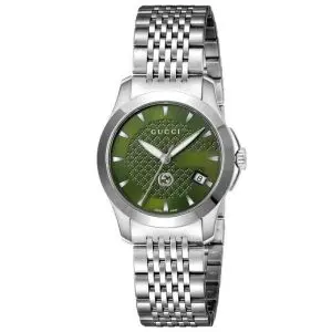 Gucci Women’s Swiss Made Quartz Stainless Steel Green Dial 27mm Watch YA1265008