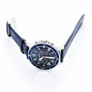 Fossil Men’s Chronograph Quartz Leather Strap Black Dial 44mm Watch FS5373