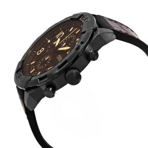 Fossil Men’s Chronograph Quartz Leather Strap Black Dial 50mm Watch FS5713