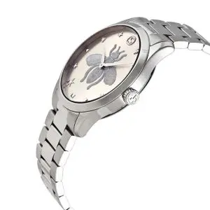 Gucci Women’s Swiss Made Quartz Silver Stainless Steel Silver (Bee Motif) Dial 38mm Watch YA1264126
