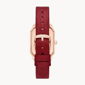 Emporio Armani Women’s Quartz Red Leather Strap Mother Of Pearl Dial 24mm Watch AR11467