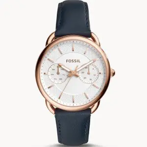 Fossil Women’s Quartz Blue Leather Strap White Dial 35mm Watch ES4260