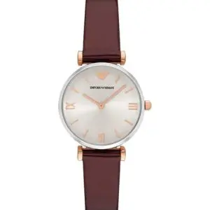 Emporio Armani Women’s Quartz Brown Leather Strap Silver Dial 32mm Watch AR11061
