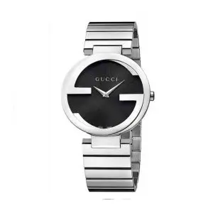 Gucci Women’s Swiss Made Quartz Silver Stainless Steel Black Dial 29mm Watch YA133502