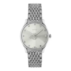 Gucci Women’s Swiss Made Quartz Silver Stainless Steel Silver Dial 36mm Watch YA1264153