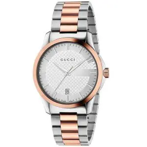 Gucci Women’s Swiss Made Quartz Two-tone Stainless Steel Silver Dial 38mm Watch YA126447