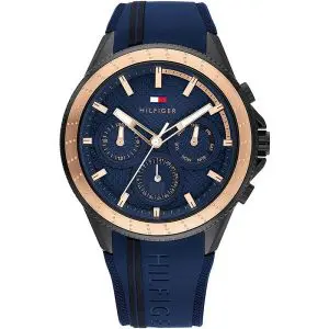 Tommy Hilfiger Men’s Quartz Blue Silicone Strap Blue Dial 44mm Watch 1791860