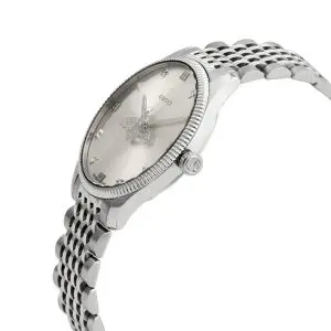 Gucci Women’s Swiss Made Quartz Silver Stainless Steel Silver (Slim Bee) Dial 36mm Watch YA1264153