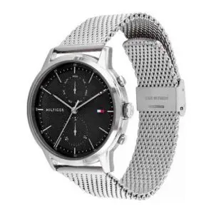 Tommy Hilfiger Men’s Quartz Silver Stainless Steel Black Dial 44mm Watch 1710433