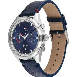 Tommy Hilfiger Men’s Quartz Blue Leather Strap Blue Dial 44mm Watch 1791728