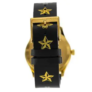 Gucci Women’s Swiss Made Quartz Black Leather Strap Black Dial 38mm Watch YA1264055