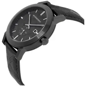 Burberry Men’s Swiss Made Quartz Black Leather Strap Black Dial 42mm Watch BU9906