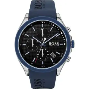 Hugo Boss Men’s Quartz Blue Silicone Strap Black Dial 44mm Watch 1513717