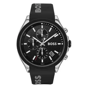 Hugo Boss Men’s Quartz Black Silicone Strap Black Dial 44mm Watch 1513716