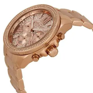 Alternative view of Michael Kors Women’s Quartz Rose Gold Stainless Steel Crystal Pave Dial 42mm Watch MK6096 (Like New)