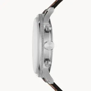 Fossil Men’s Quartz Brown Leather Strap Silver Dial 44mm Watch FS5809