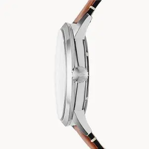 Fossil Men’s Automatic Brown Leather Strap Blue Skeleton Dial 48mm Watch ME3154