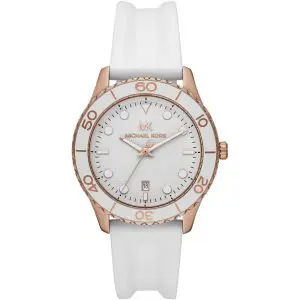 Michael Kors Women’s Quartz White Silicone Strap White Dial 40mm Watch MK6853