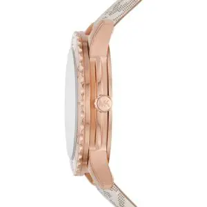 Michael Kors Women’s Quartz White Leather Strap Rose Gold Dial 40mm Watch MK6980