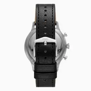 Fossil Men’s Chronograph Quartz Black Leather Strap Black Dial 44mm Watch FS5806