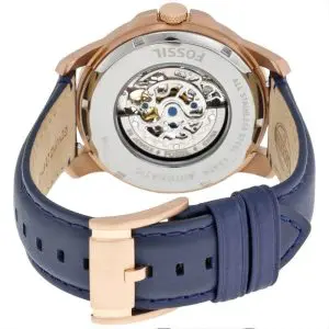 Fossil Men’s Automatic Blue Leather Strap Blue Skeleton Dial 44mm Watch ME3054