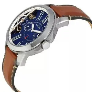 Fossil Men’s Automatic Brown Leather Strap Blue Dial 44mm Watch ME1161