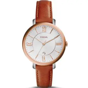 Fossil Women’s Quartz Brown Leather Strap White Dial 36mm Watch ES3842