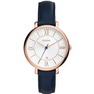 Fossil Women’s Quartz Blue Leather Strap White Dial 36mm Watch ES3843