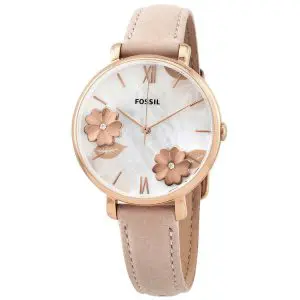 Fossil Women’s Quartz Beige Leather Strap White Follower Dial 36mm Watch ES4671