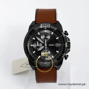 Fossil Men’s Quartz Brown Leather Strap Grey Dial 44mm Watch FS5855