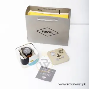 Fossil Men’s Quartz Brown Leather Strap Grey Dial 44mm Watch FS5855