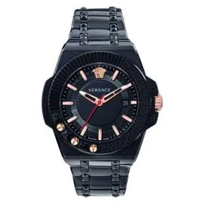 Versace Men’s Quartz Swiss Made Black Stainless Steel Black Dial 45mm Watch VEDY00719