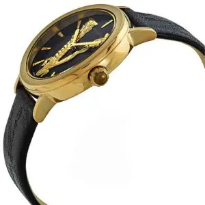 Versace Women’s Quartz Swiss Made Black Leather Strap Black Dial 36mm Watch VEHC00119