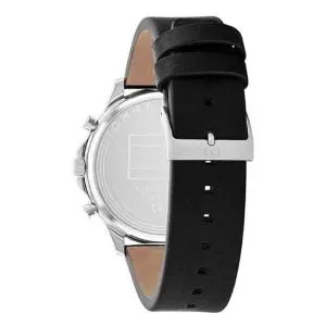 Tommy Hilfiger Men’s Quartz Black Leather Strap Grey Dial 44mm Watch 1710495