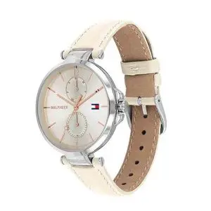 Tommy Hilfiger Women’s Quartz Cream Leather Strap Silver Dial 37mm Watch 1782123