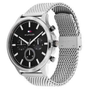 Tommy Hilfiger Men’s Quartz Silver Stainless Steel Black Dial 44mm Watch 1710498