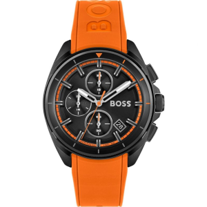 Hugo Boss Men’s Quartz Orange Silicone Strap Black Dial 44mm Watch 1513957
