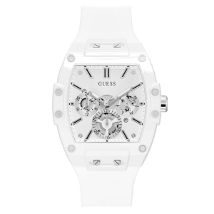 Guess Men’s Quartz White Silicone Strap Silver Dial 43mm Watch GW0203G2