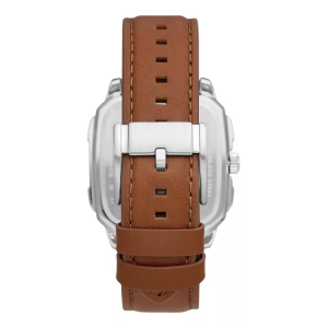 Fossil Men’s Quartz Brown Leather Strap Silver Dial 42mm Watch BQ2658