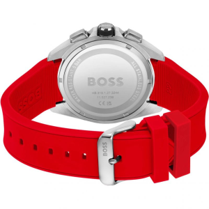 Alternative view of Hugo Boss Men’s Quartz Red Silicone Strap Black Dial 44mm Watch 1513959