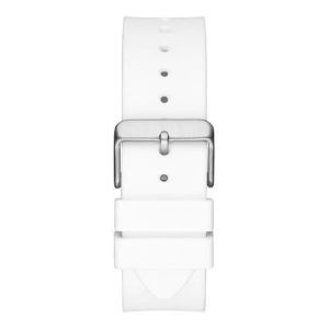 Guess Men’s Quartz White Silicone Strap Silver Dial 43mm Watch GW0203G2