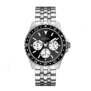 Guess Men’s Quartz Silver Stainless Steel Black Dial 44mm Watch W1107G1
