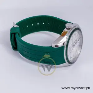 Hugo Boss Men’s Quartz Green Silicone Strap Silver Dial 46mm Watch 15134539