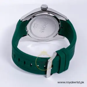 Hugo Boss Men’s Quartz Green Silicone Strap Silver Dial 46mm Watch 15134539