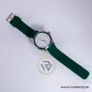 Hugo Boss Men’s Quartz Green Silicone Strap Silver Dial 46mm Watch 15134539