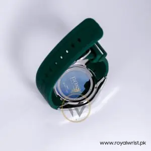 Hugo Boss Men’s Quartz Green Silicone Strap Silver Dial 46mm Watch 15134539
