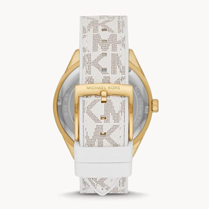 Michael Kors Women’s Quartz Beige Silicone & Leather Strap Gold Dial 40mm Watch MK7204
