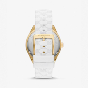 Michael Kors Women’s Quartz White Silicone Strap Gold Dial 40mm Watch MK7267